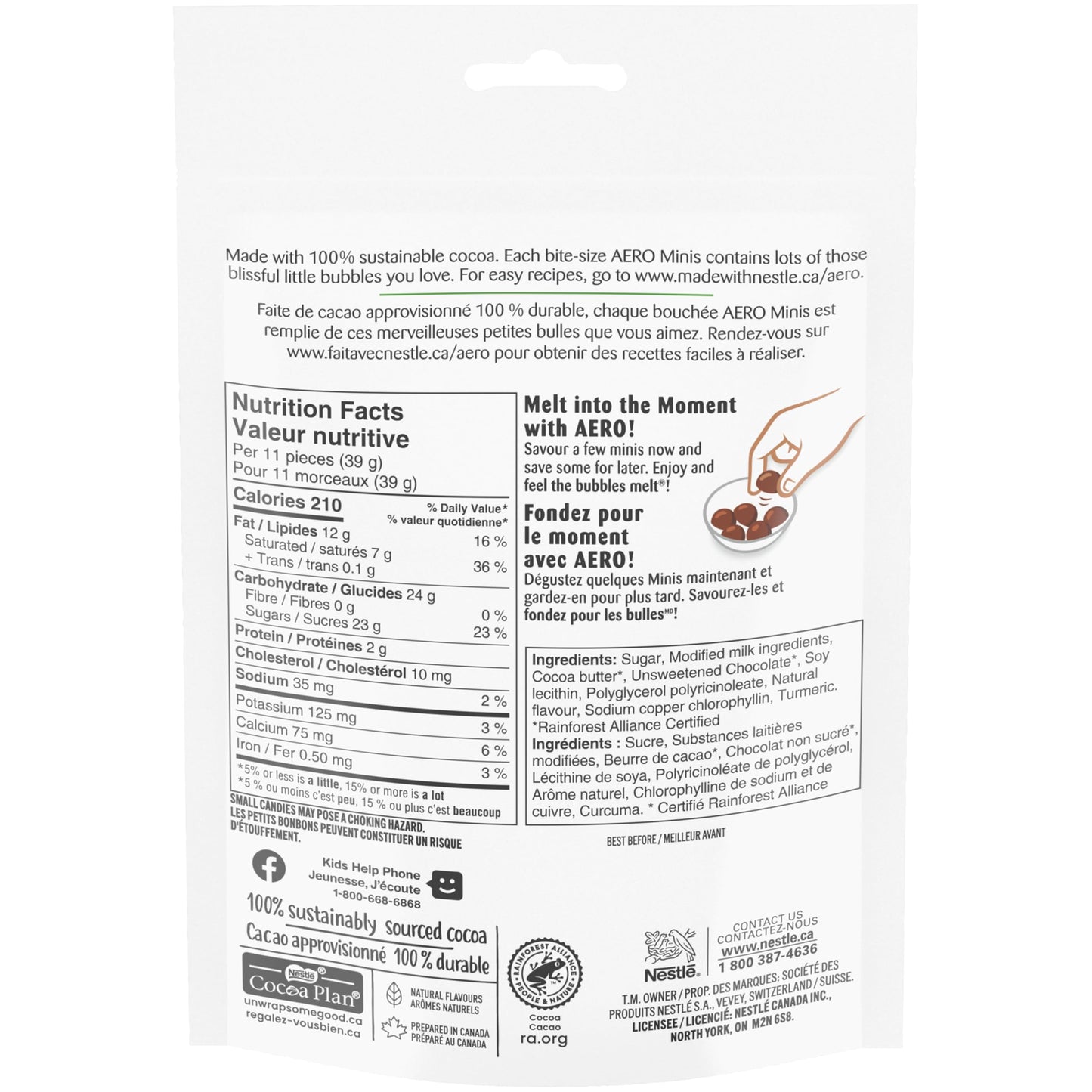 Aero Peppermint Chocolate Bubbles Pouch - Light & Refreshing Candy (4.76 oz)