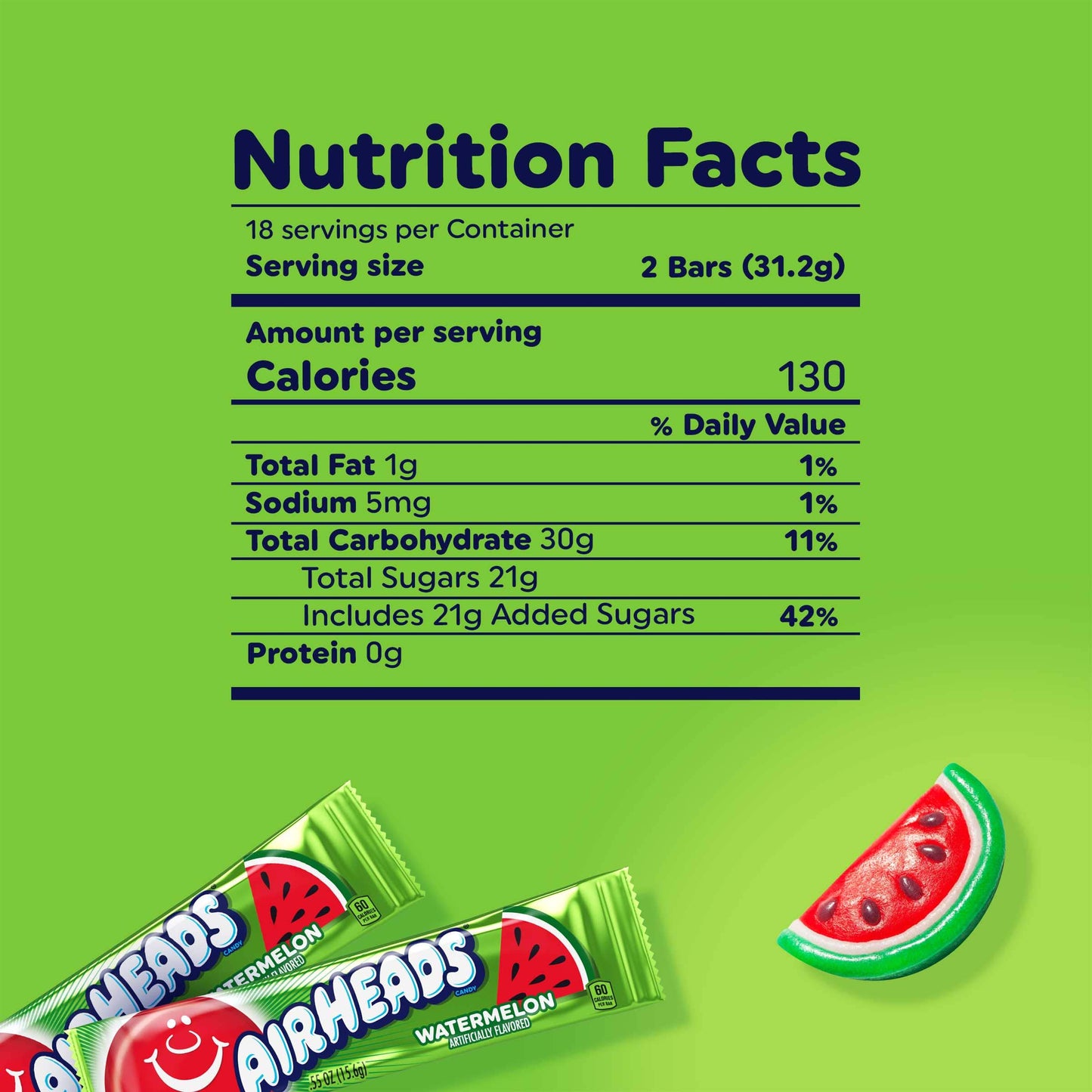 Airheads Bars, Watermelon, 0.55 Ounce (Pack of 36)