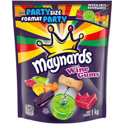 Maynards Wine Gums - 1kg Party Size Chewy Candy | Assorted Fruit Flavors | Resealable