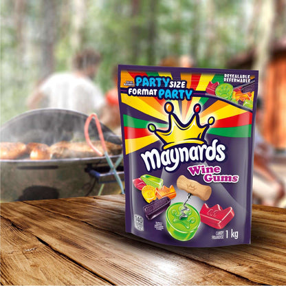 Maynards Wine Gums - 1kg Party Size Chewy Candy | Assorted Fruit Flavors | Resealable