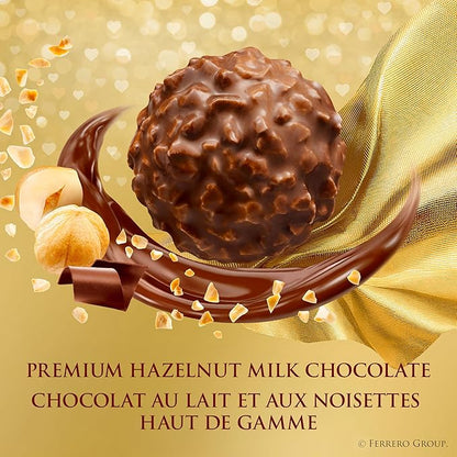 FERRERO ROCHER Fine Hazelnut Milk Chocolate; Heart Shaped Gift Box; 8 Count; Individually Wrapped Chocolate; Valentines Day Chocolate; 100 Grams