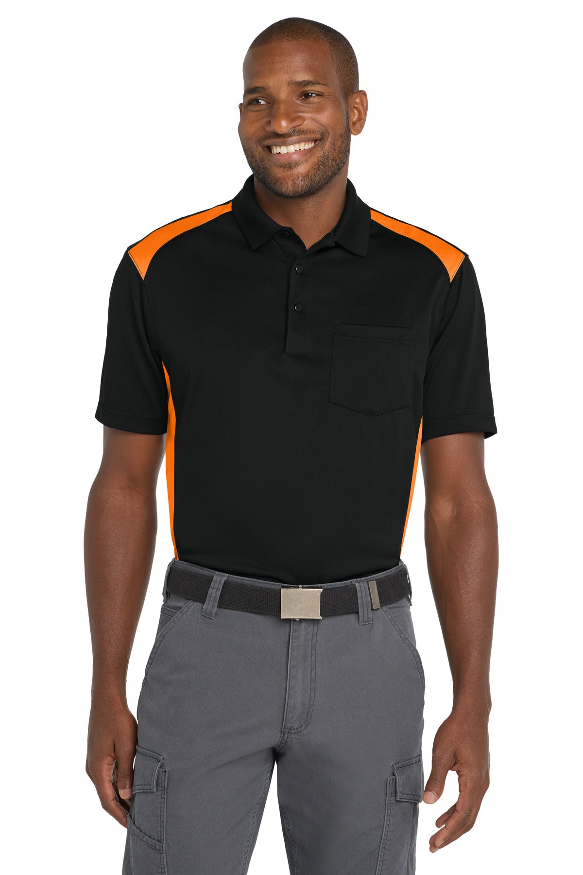 CornerStone® Select Snag-Proof Two Way Colorblock Pocket Polo. CS416