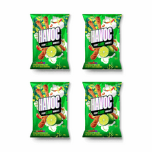 Havoc Fiery Lime Rolled Tortilla Chips - Intense & Spicy 4 Pack (80g Bags)