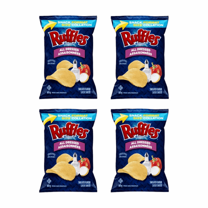 Ruffles All Dressed Flavor Ridged Chips - 4 Snack Pack (60g Bags)