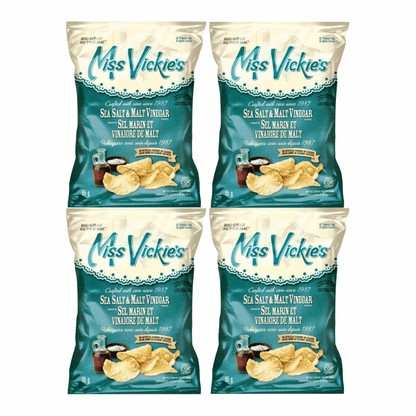 Miss Vickie's Sea Salt & Malt Vinegar Kettle Chips - 4 Snack Pack (55g Bags)