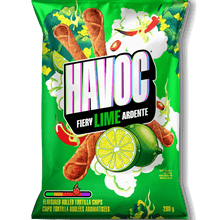 Havoc Fiery Lime Rolled Tortilla Chips - Intense & Spicy 4 Pack (80g Bags)