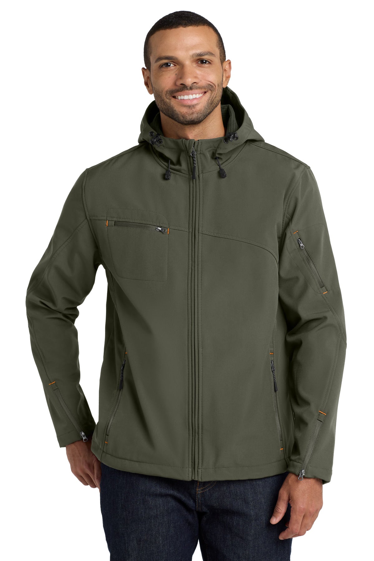 Port Authority® Textured Hooded Soft Shell Jacket. J706