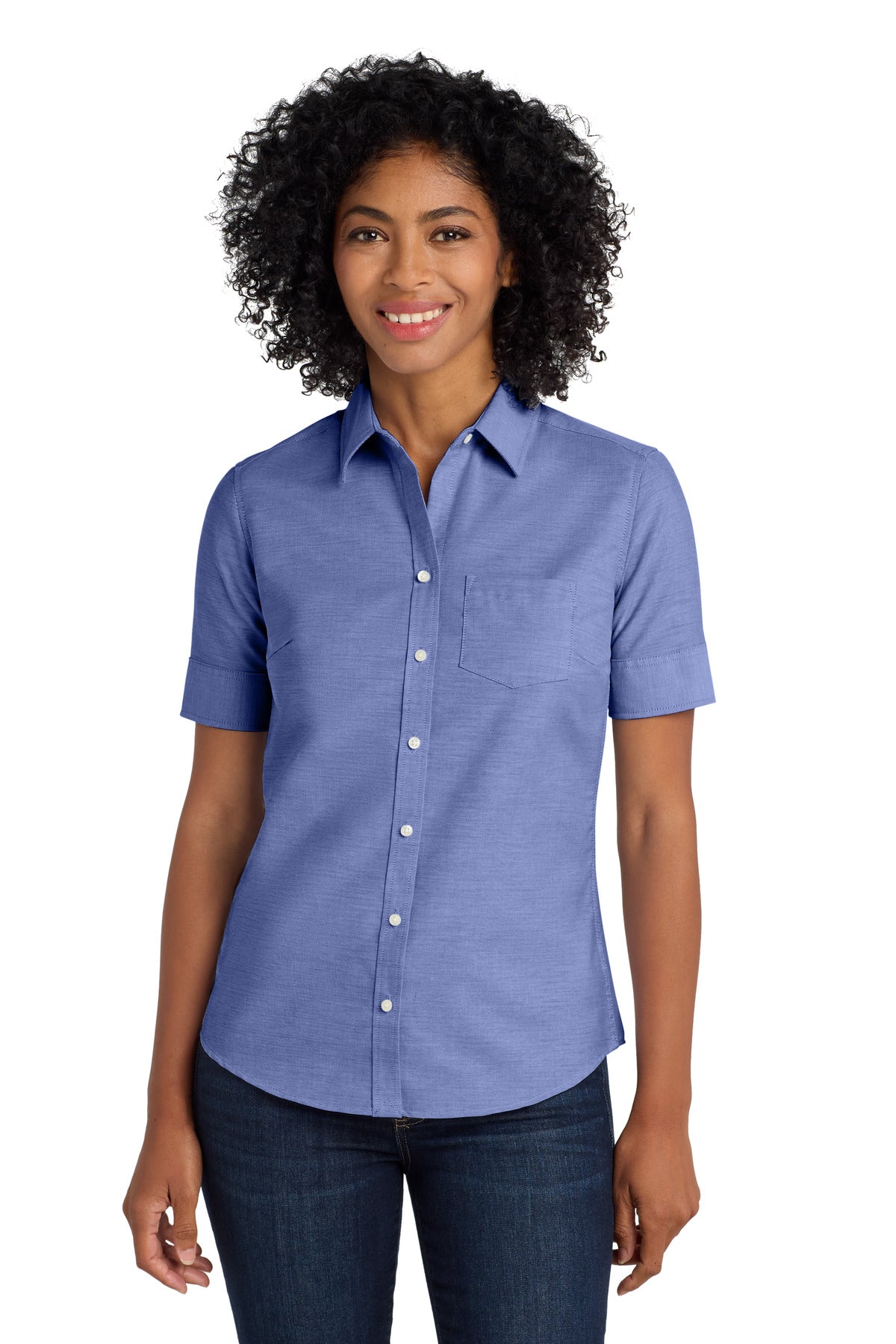 Port Authority® Women's Short Sleeve SuperPro™ Oxford Shirt. L659