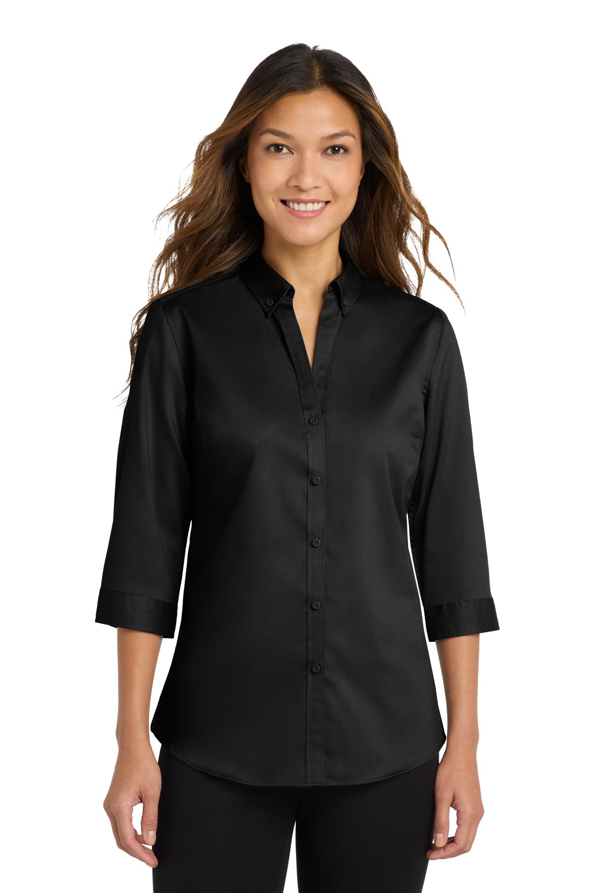 Port Authority® Women's 3/4-Sleeve SuperPro™ Twill Shirt. L665