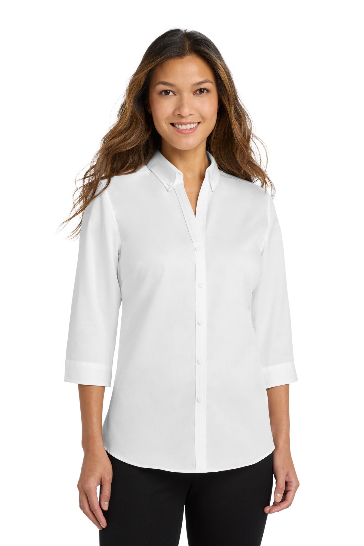 Port Authority® Women's 3/4-Sleeve SuperPro™ Twill Shirt. L665