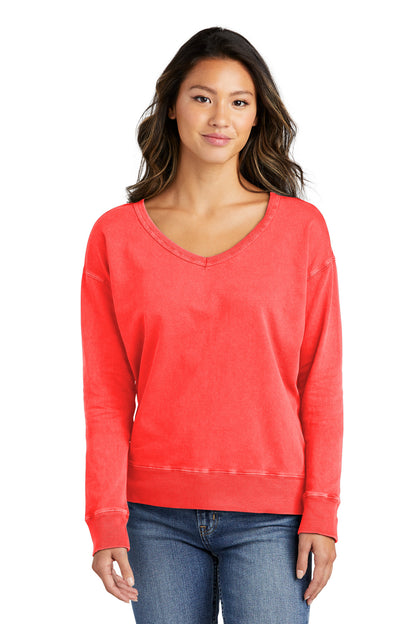 Port & Co™ Women's Beach Wash® Garment-Dyed V-Neck Sweatshirt LPC098V