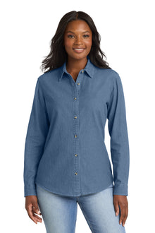 Port & Co™ Women's Long Sleeve Value Denim Shirt.  LSP10
