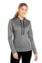 Sport-Tek ® Women's PosiCharge ® Sport-Wick ® Heather Fleece Hooded Pullover. LST264