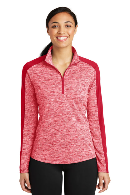 Sport-Tek® Women's PosiCharge® Electric Heather Colorblock 1/4-Zip Pullover. LST397