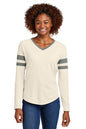Sport-Tek® Women's Halftime Stripe Long Sleeve V-Neck Tee LST6043