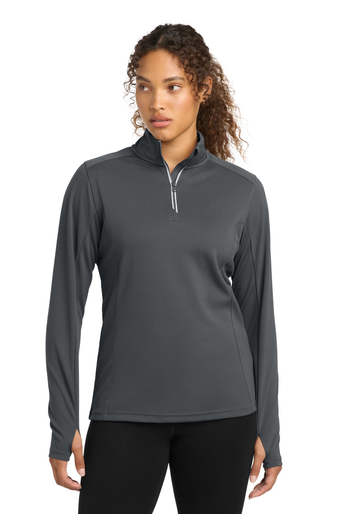 Sport-Tek® Women's Sport-Wick® Textured 1/4-Zip Pullover.  LST860