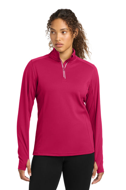 Sport-Tek® Women's Sport-Wick® Textured 1/4-Zip Pullover.  LST860