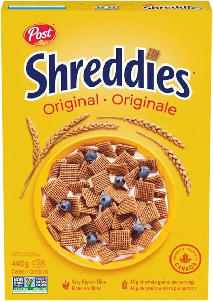Post Shreddies Cereal 440g - Wholesome Whole Grain Wheat Squares for Breakfast