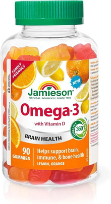 Delicious Omega-3 & Vitamin D3 Gummies for Adults - Brain, Heart & Immune Support 90 count