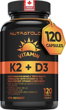 Nutratology Vitamin K2 + D3 (1000 IU, 120 Count)