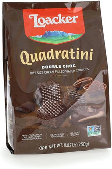 Loacker Quadratini Double Chocolate Wafer Cookies – Crispy, Creamy Indulgence – 250g (8.82oz)